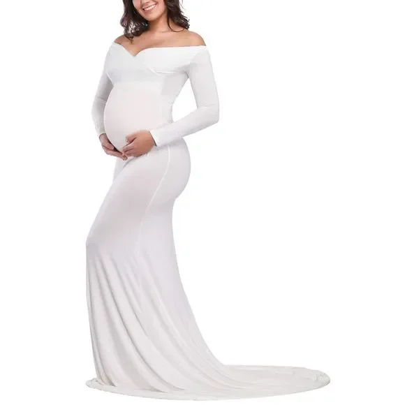 JustVH | Dresses | Justvh Maternity Elegant Fitted Maternity Gown Long  Sleeve Crossfront V Neck | Poshmark